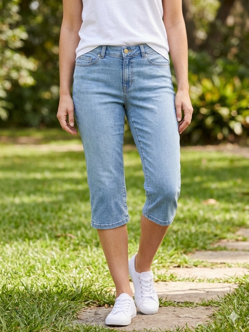Rafaella Light Blue Straight-Leg Women’s Capri Jeans